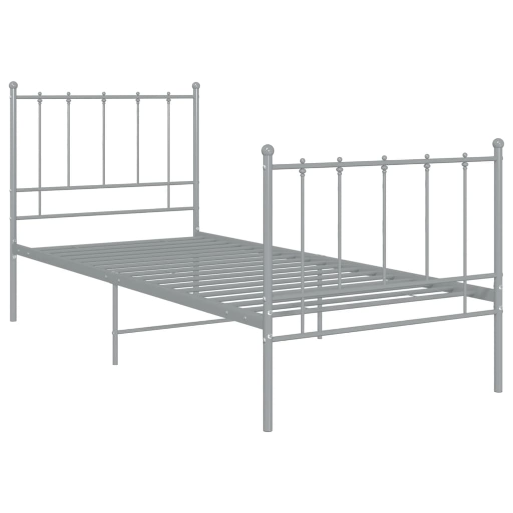 Bed Frame without Mattress Grey Metal 100x200 cm