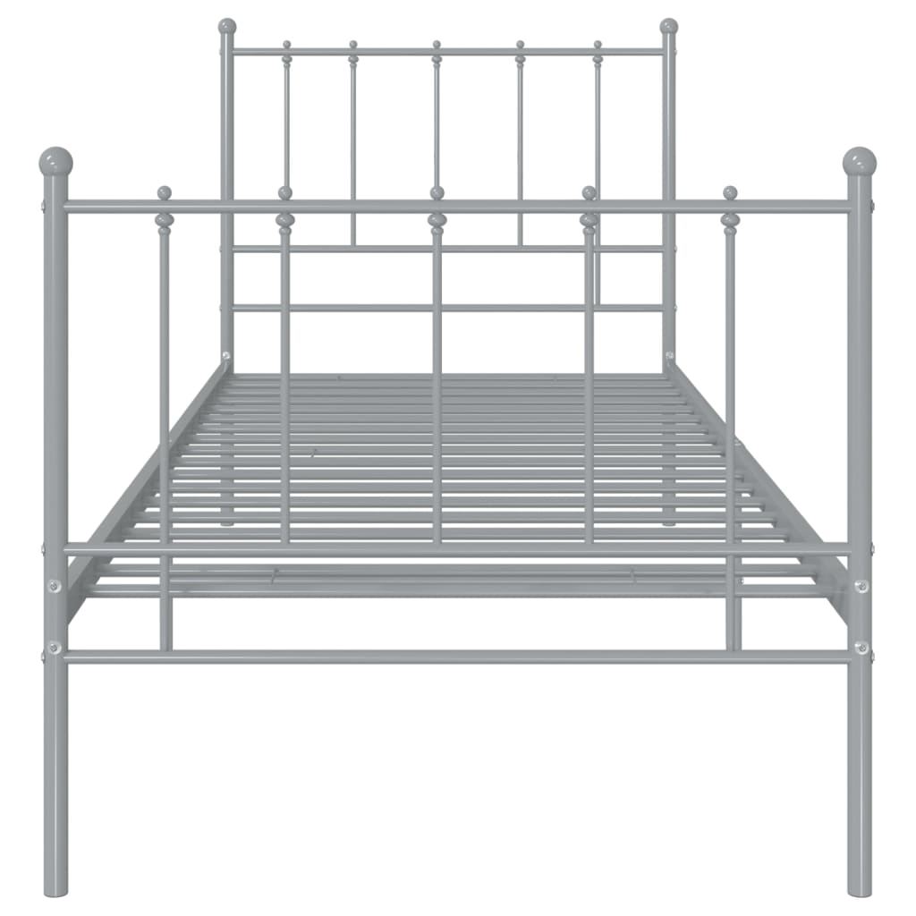 Bed Frame without Mattress Grey Metal 100x200 cm