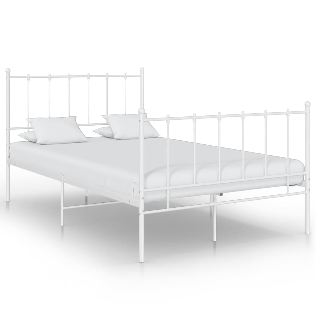Bed Frame without Mattress White Metal 120x200 cm