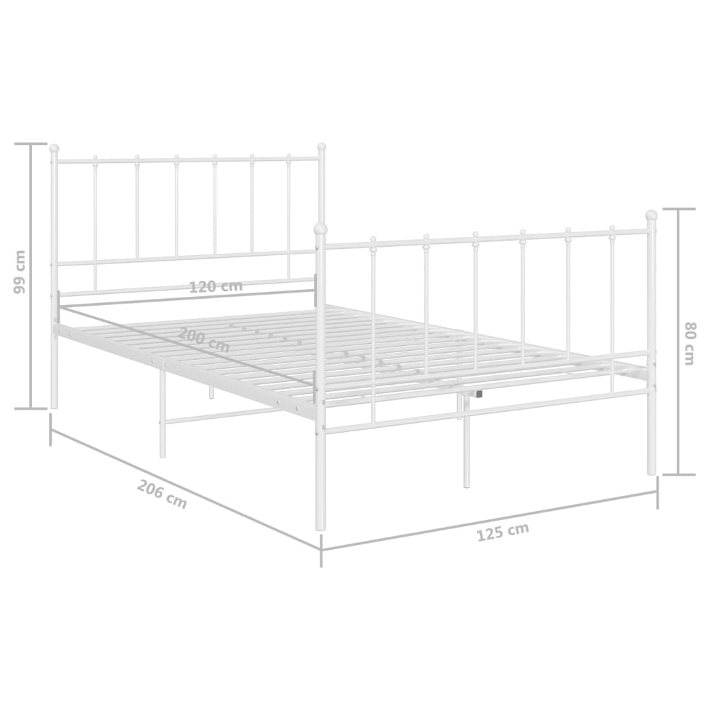 Bed Frame without Mattress White Metal 120x200 cm