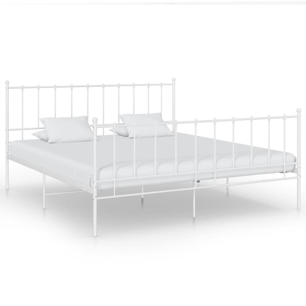 Bed Frame without Mattress White Metal 180x200 cm Super King
