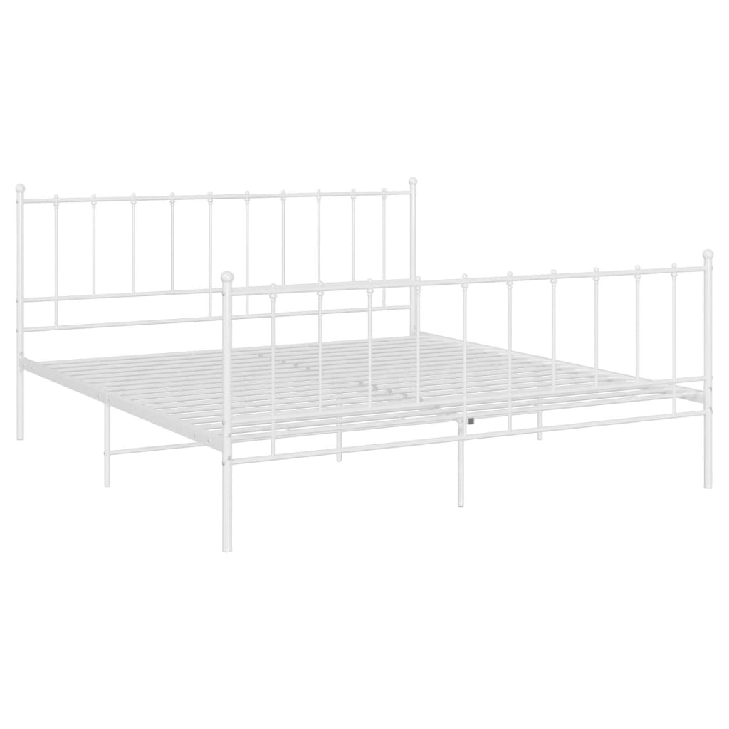 Bed Frame without Mattress White Metal 180x200 cm Super King