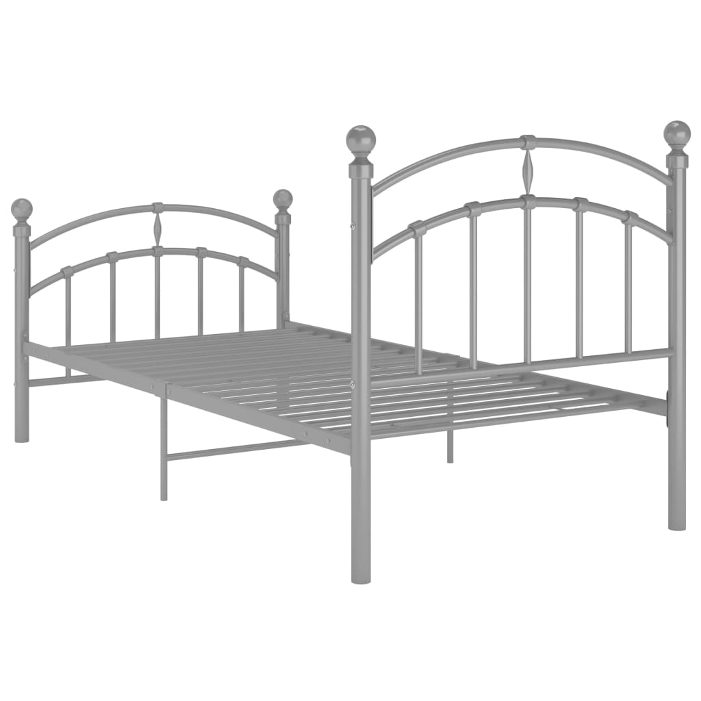 Bed Frame without Mattress Grey Metal 90x200 cm
