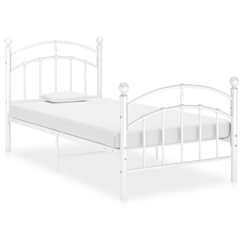 Bed Frame without Mattress White Metal 100x200 cm