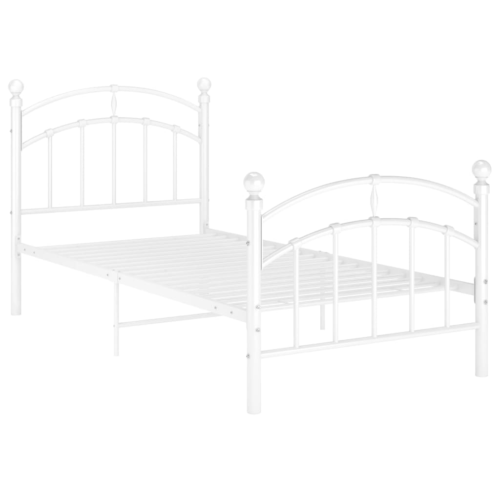 Bed Frame without Mattress White Metal 100x200 cm