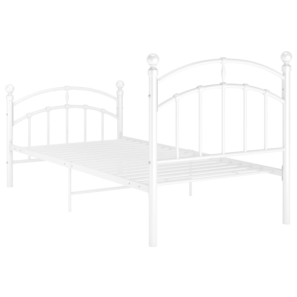 Bed Frame without Mattress White Metal 100x200 cm