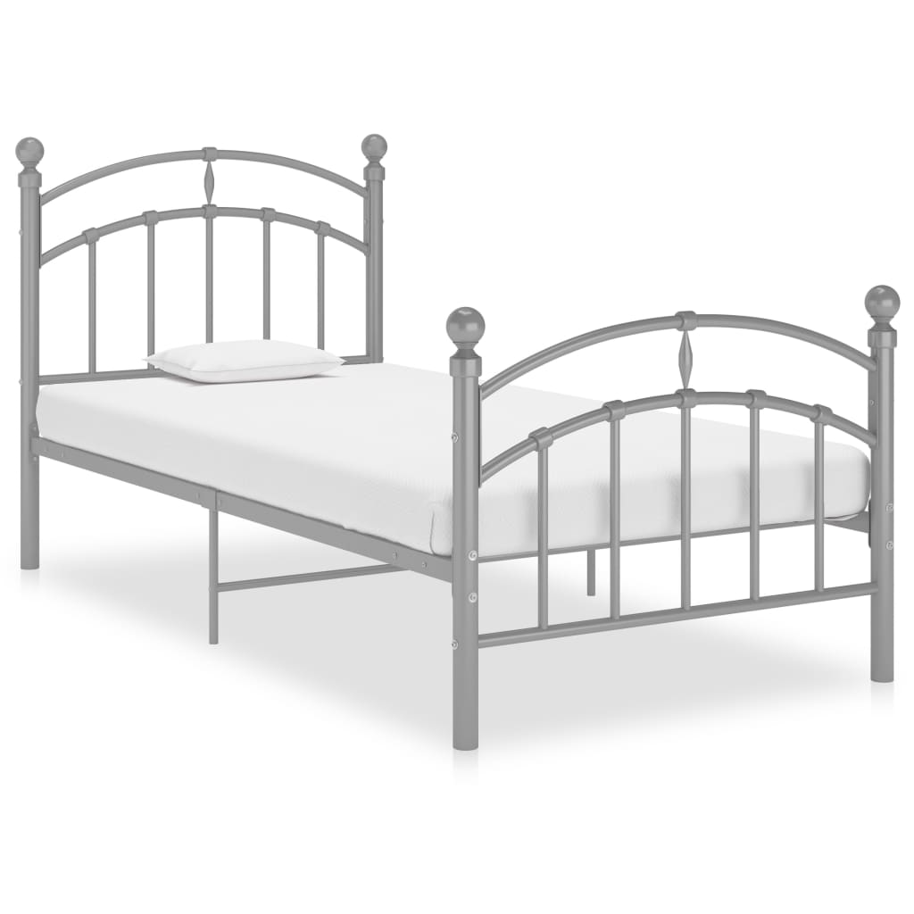 Bed Frame without Mattress Grey Metal 100x200 cm