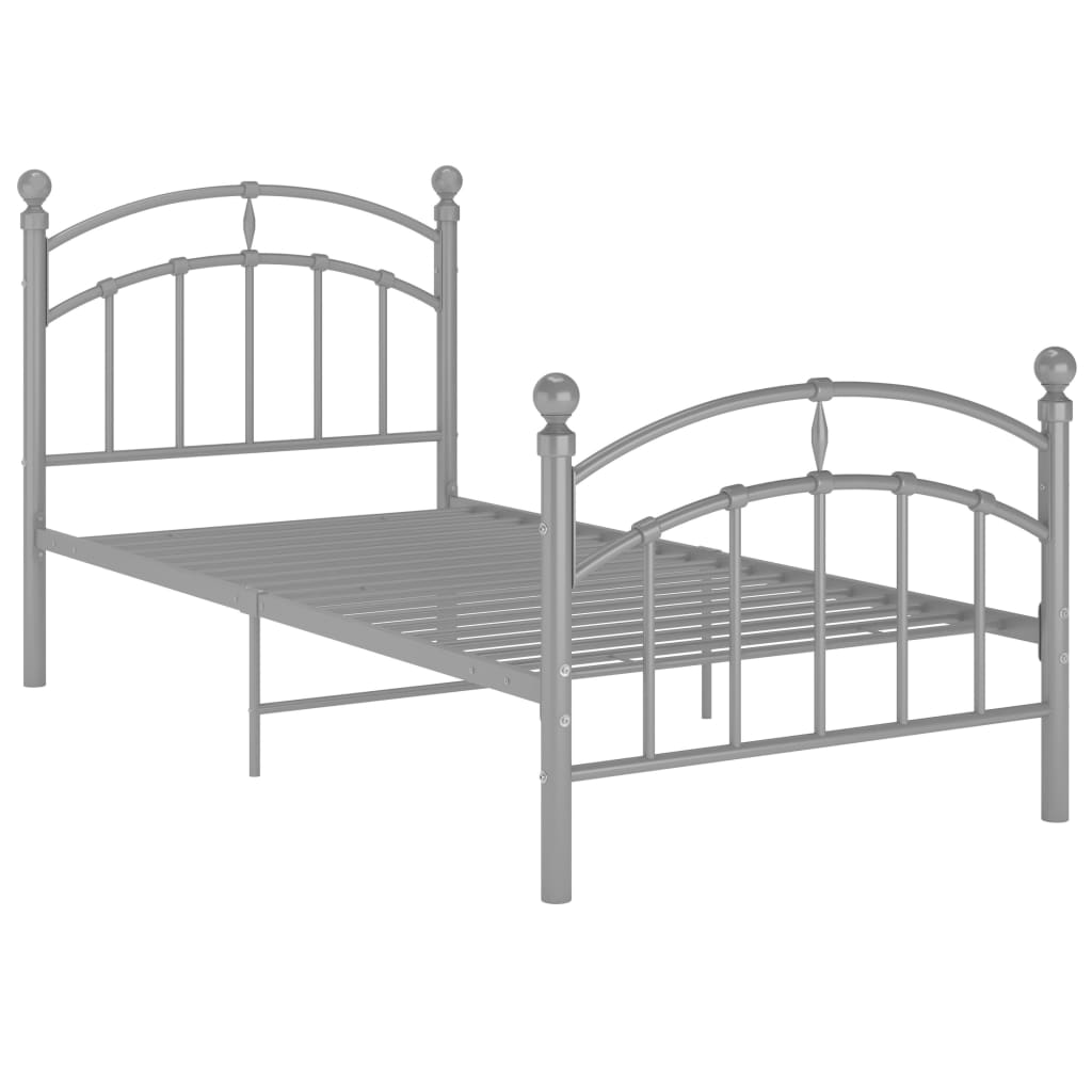 Bed Frame without Mattress Grey Metal 100x200 cm