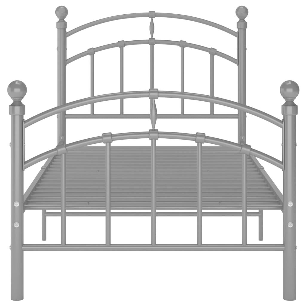 Bed Frame without Mattress Grey Metal 100x200 cm