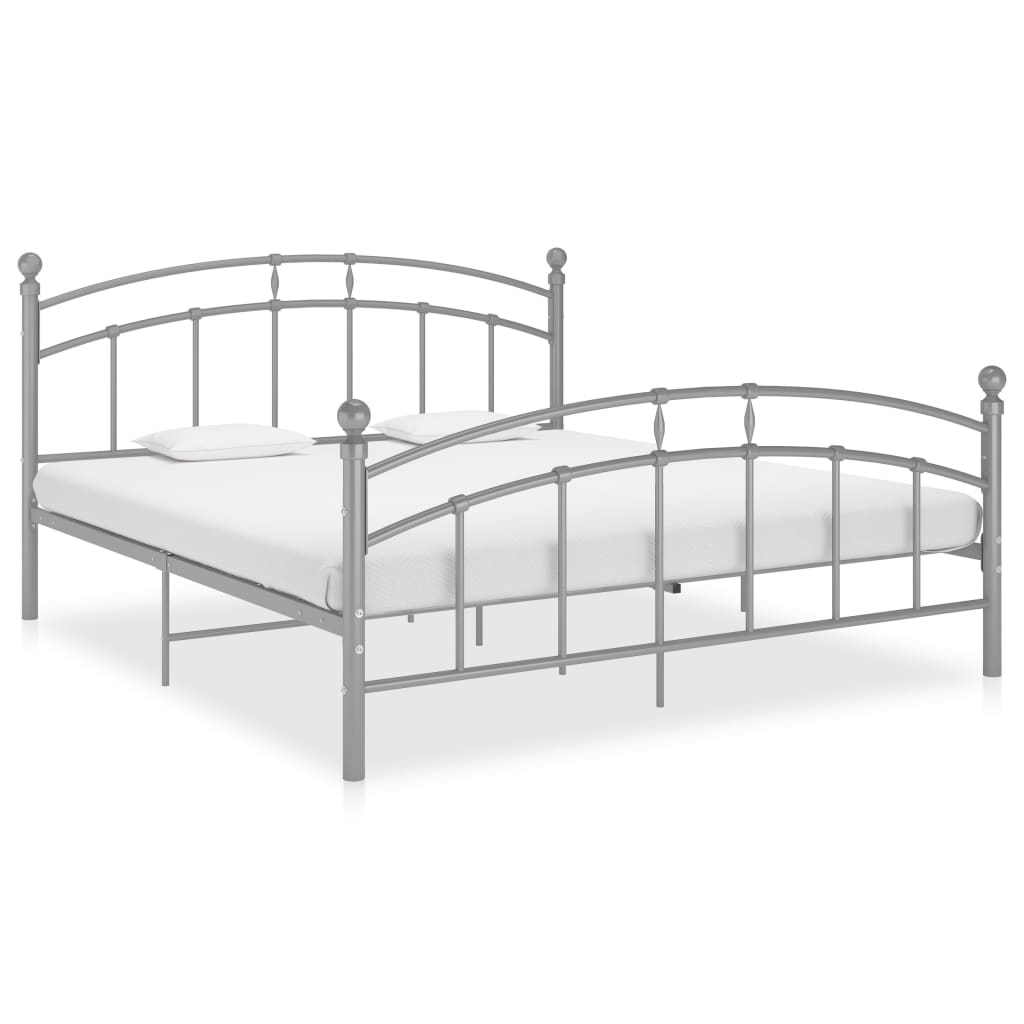 Bed Frame without Mattress Grey Metal 140x200 cm
