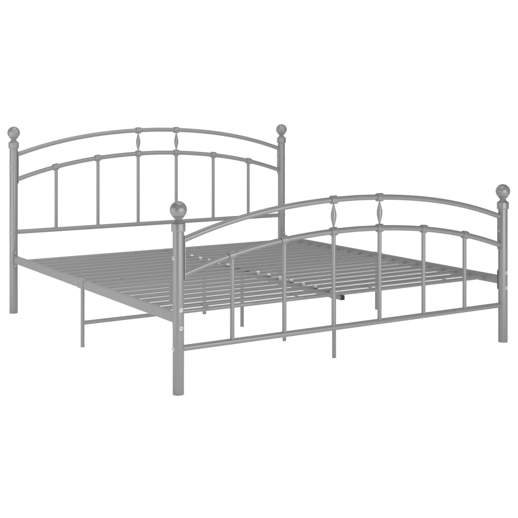 Bed Frame without Mattress Grey Metal 140x200 cm