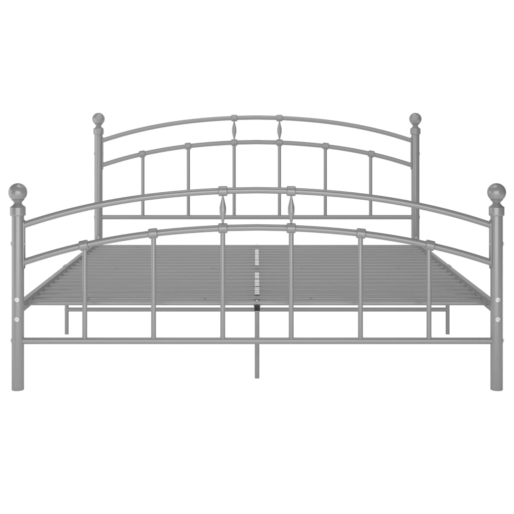 Bed Frame without Mattress Grey Metal 140x200 cm