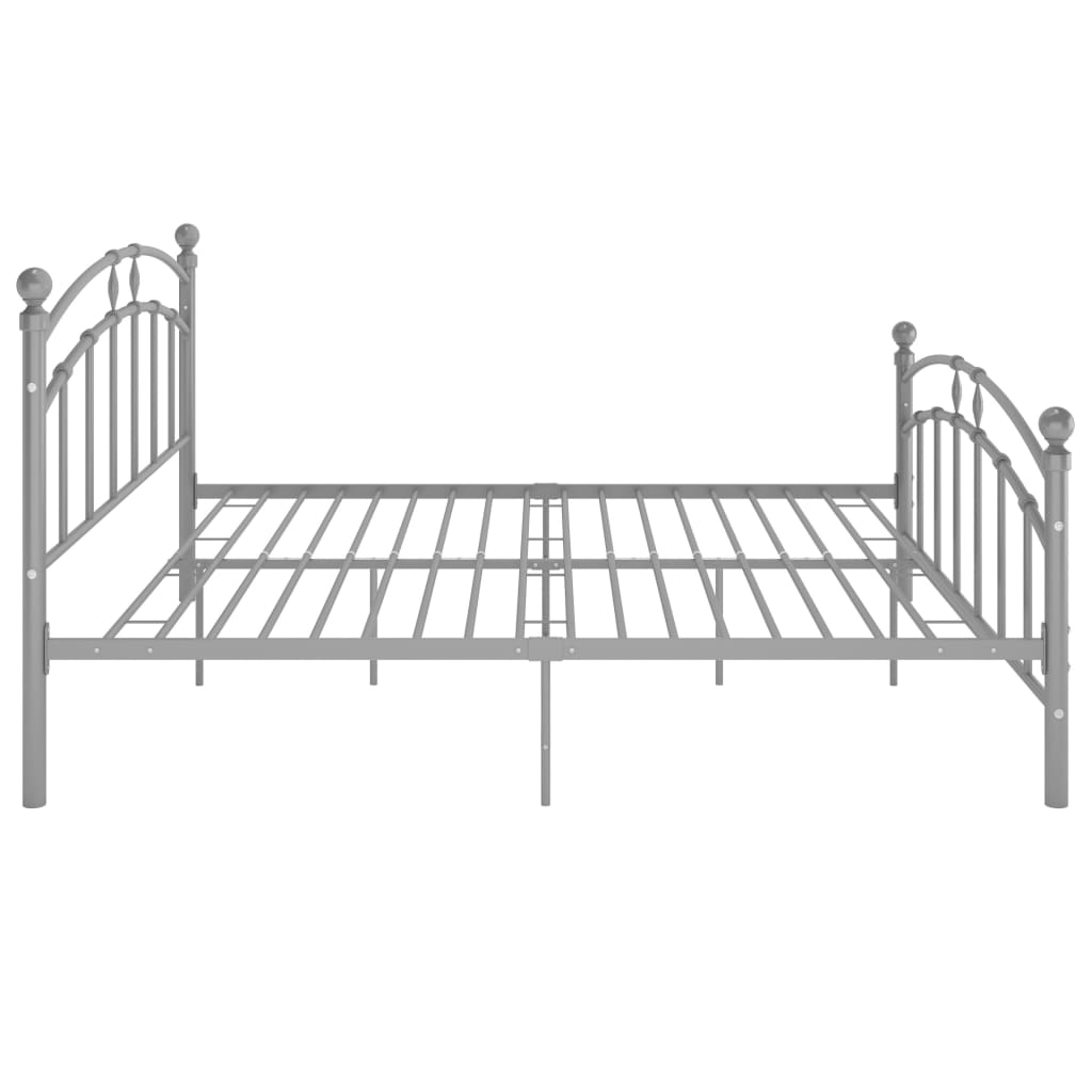 Bed Frame without Mattress Grey Metal 140x200 cm