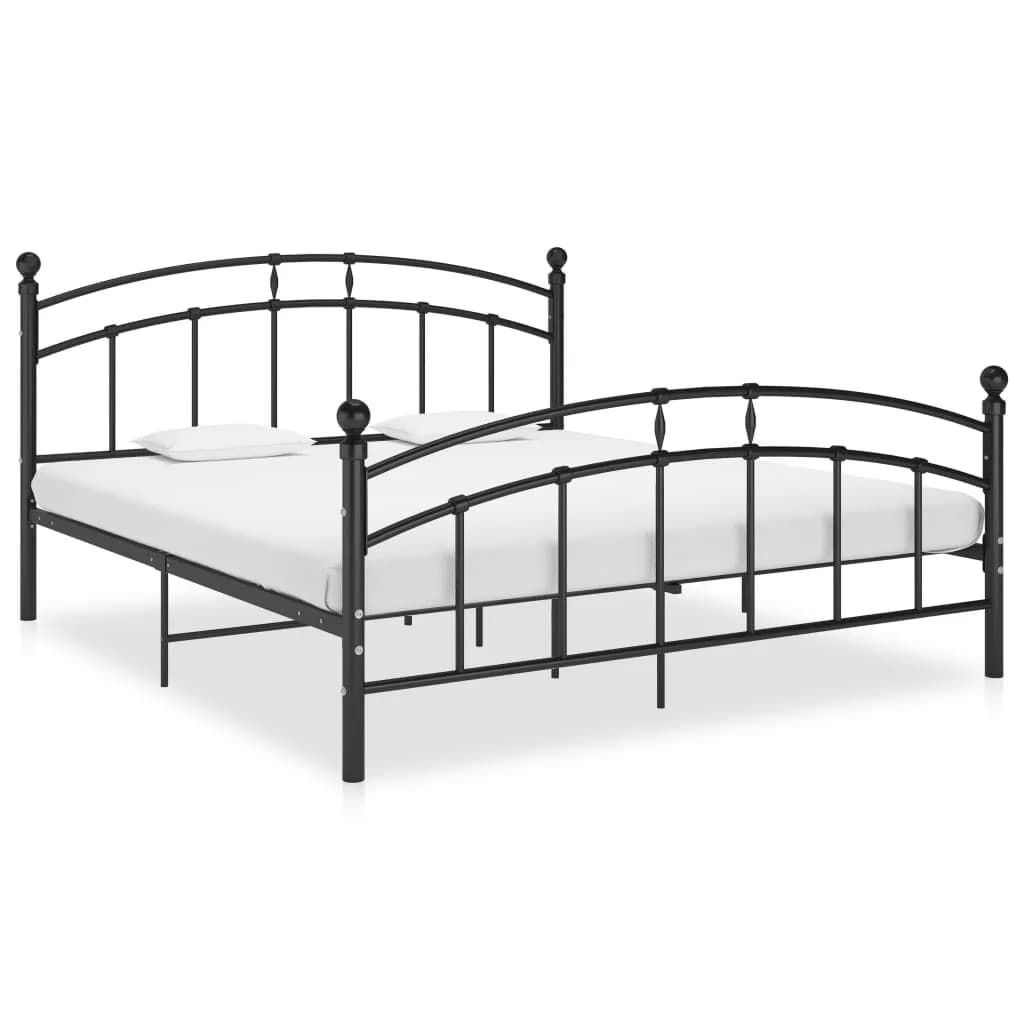 Bed Frame with Headboard without Mattress Black 160x200 cm Metal