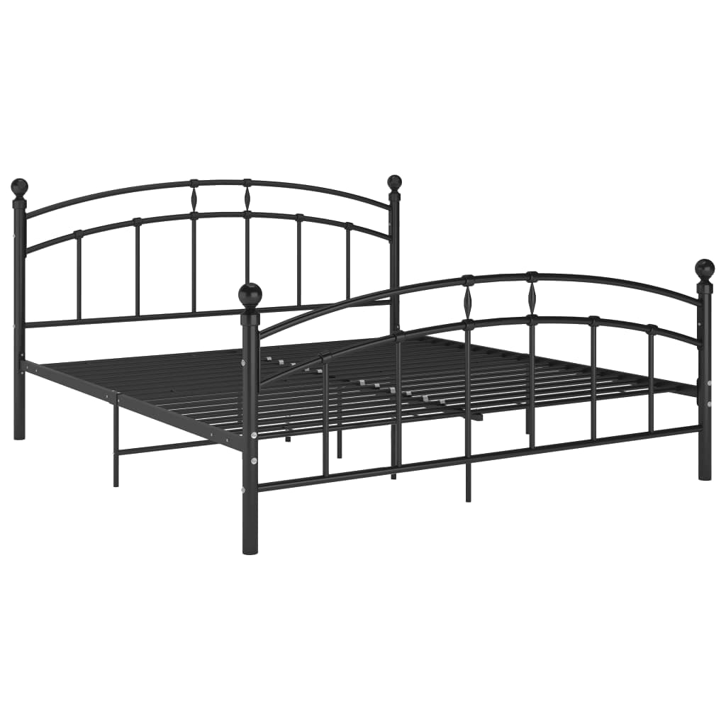 Bed Frame with Headboard without Mattress Black 160x200 cm Metal