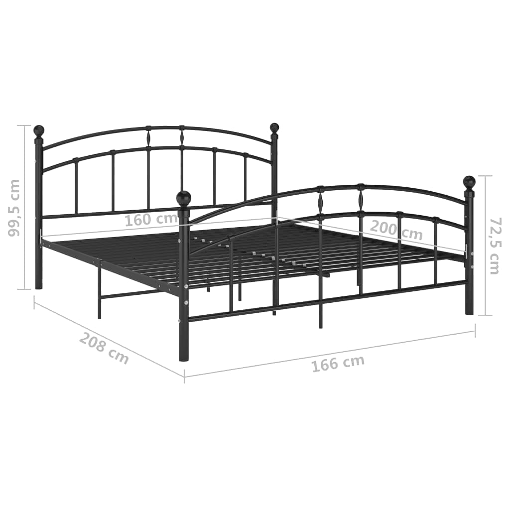 Bed Frame with Headboard without Mattress Black 160x200 cm Metal