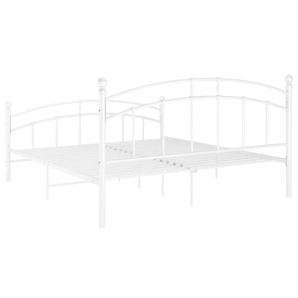 Bed Frame without Mattress White Metal 160x200 cm