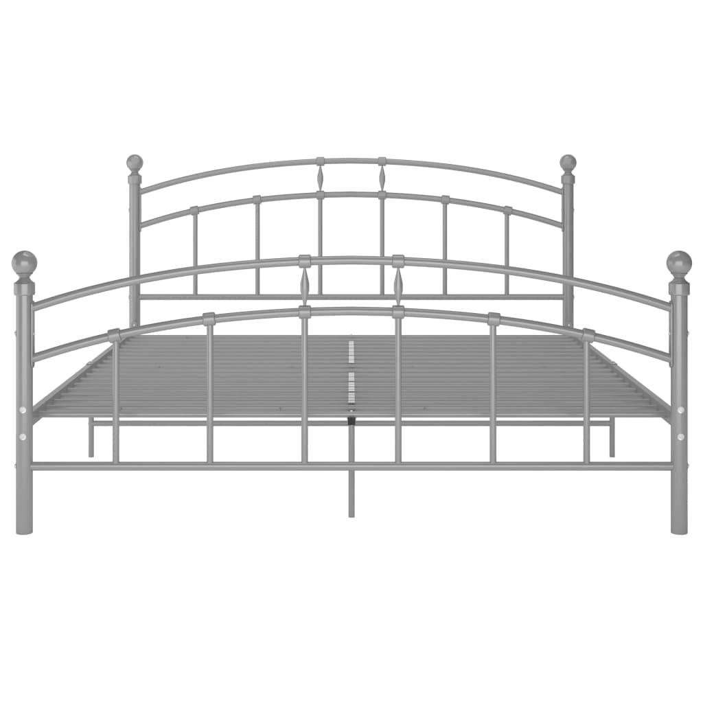 Bed Frame without Mattress Grey Metal 160x200 cm