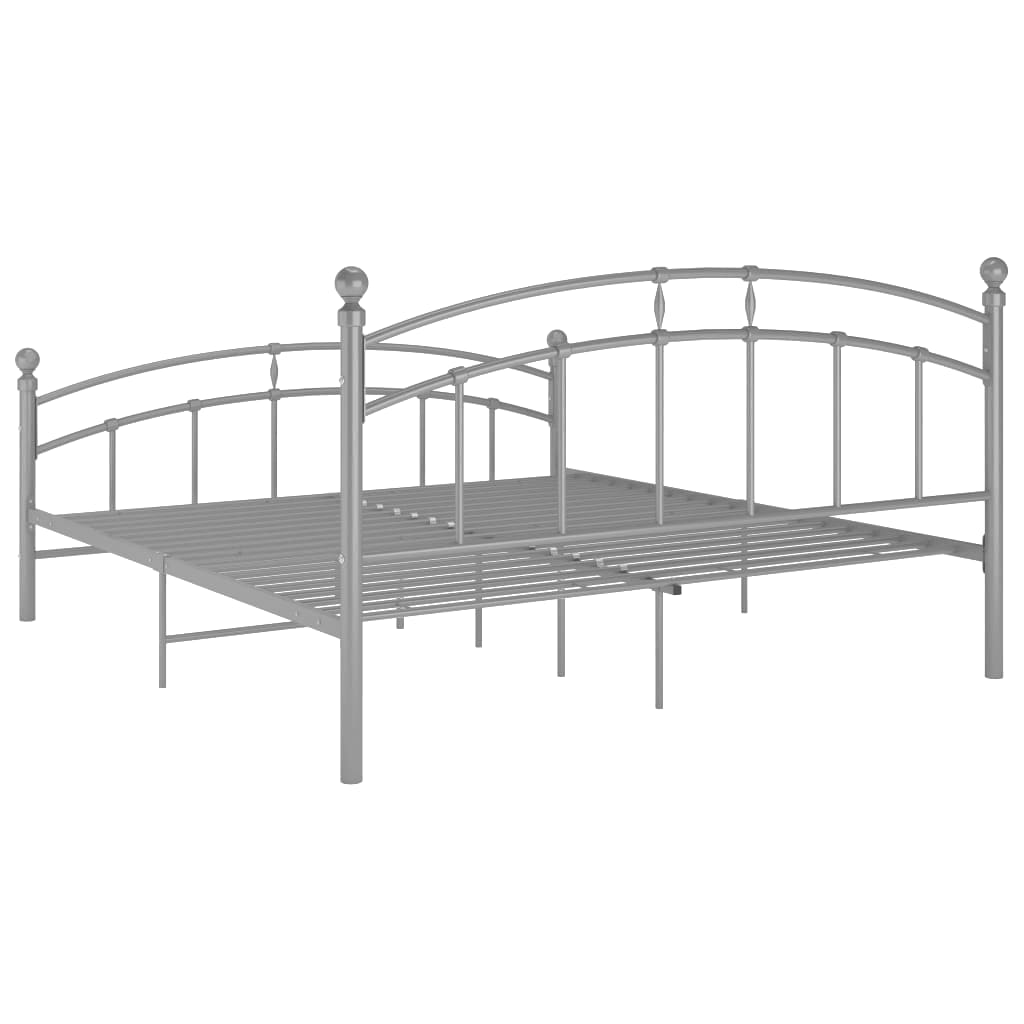 Bed Frame without Mattress Grey Metal 160x200 cm