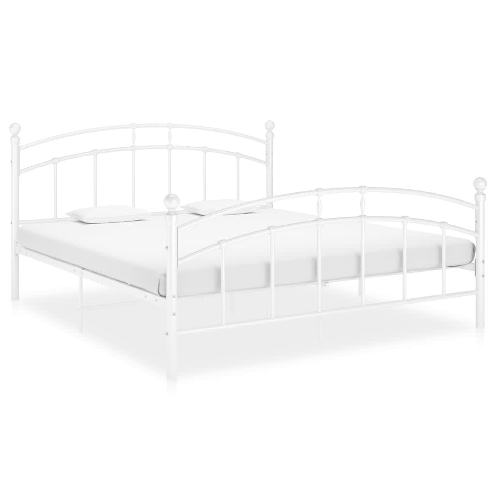 Bed Frame without Mattress White Metal 180x200 cm Super King
