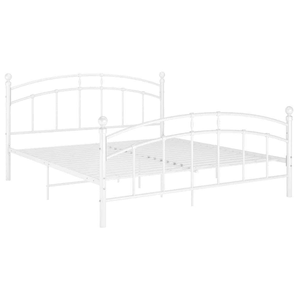 Bed Frame without Mattress White Metal 180x200 cm Super King