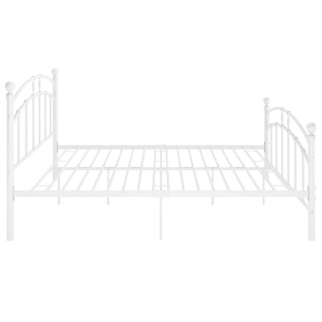 Bed Frame without Mattress White Metal 180x200 cm Super King