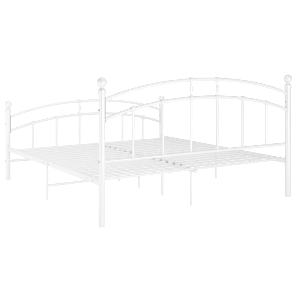 Bed Frame without Mattress White Metal 180x200 cm Super King