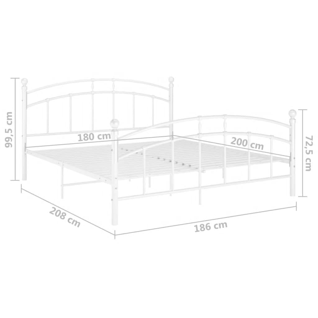 Bed Frame without Mattress White Metal 180x200 cm Super King
