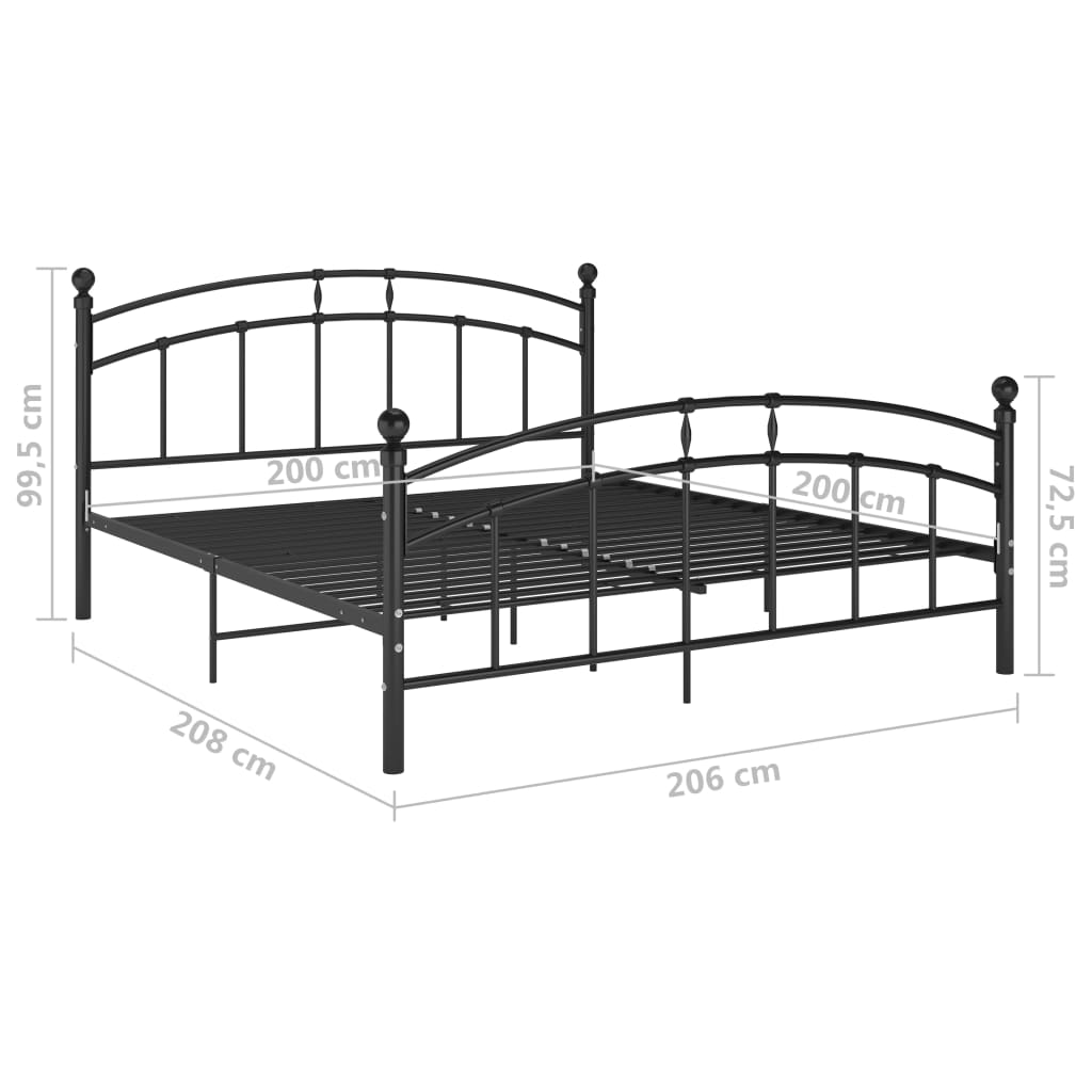 Bed Frame without Mattress Black Metal 200x200 cm