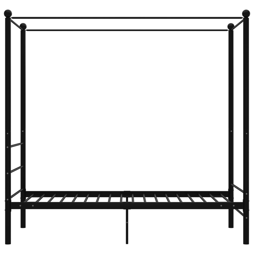 Canopy Bed Frame without Mattress Black Metal 90x200 cm