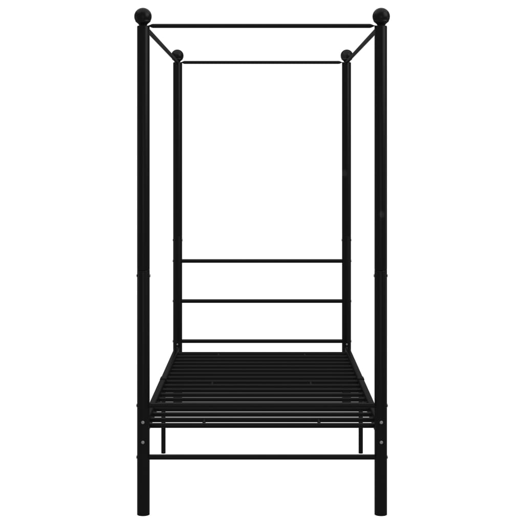 Canopy Bed Frame without Mattress Black Metal 90x200 cm