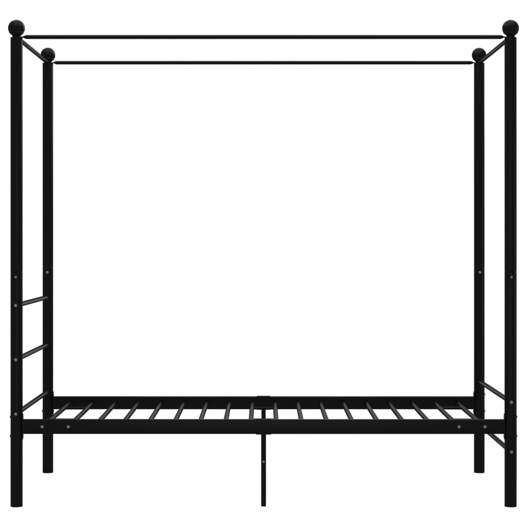 Canopy Bed Frame without Mattress Black Metal 100x200 cm