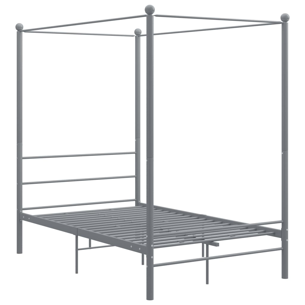 Canopy Bed Frame without Mattress Grey Metal 120x200 cm