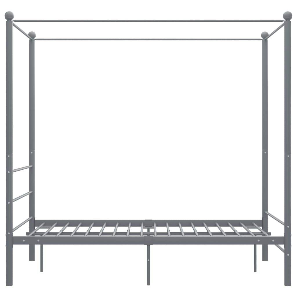 Canopy Bed Frame without Mattress Grey Metal 120x200 cm