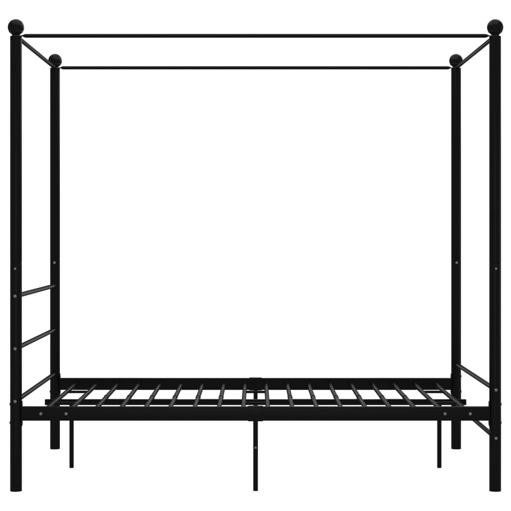 Bed Frame with Canopy without Mattress Black 140x200 cm Metal