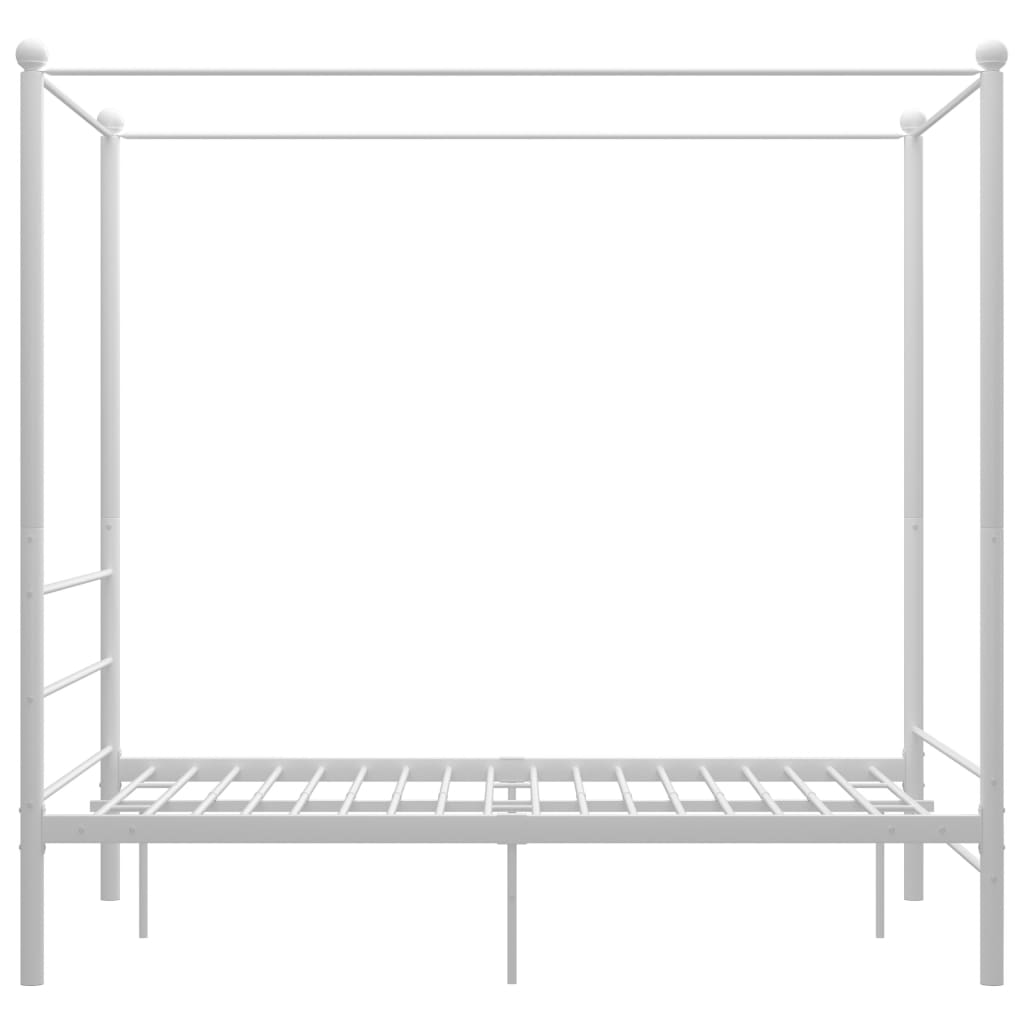 Bed Frame with Canopy without Mattress White 140x200 cm Metal