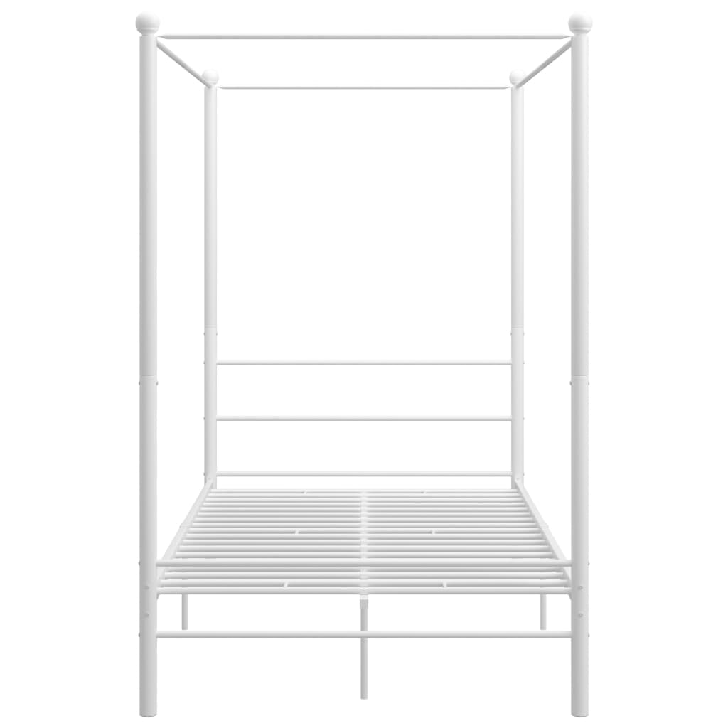 Bed Frame with Canopy without Mattress White 140x200 cm Metal