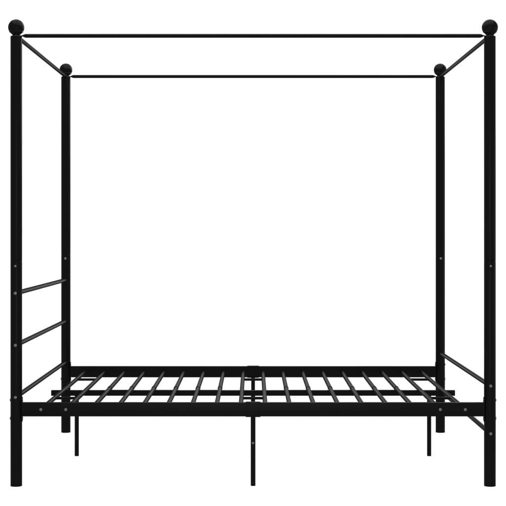 Bed Frame with Canopy without Mattress Black 160x200 cm Metal