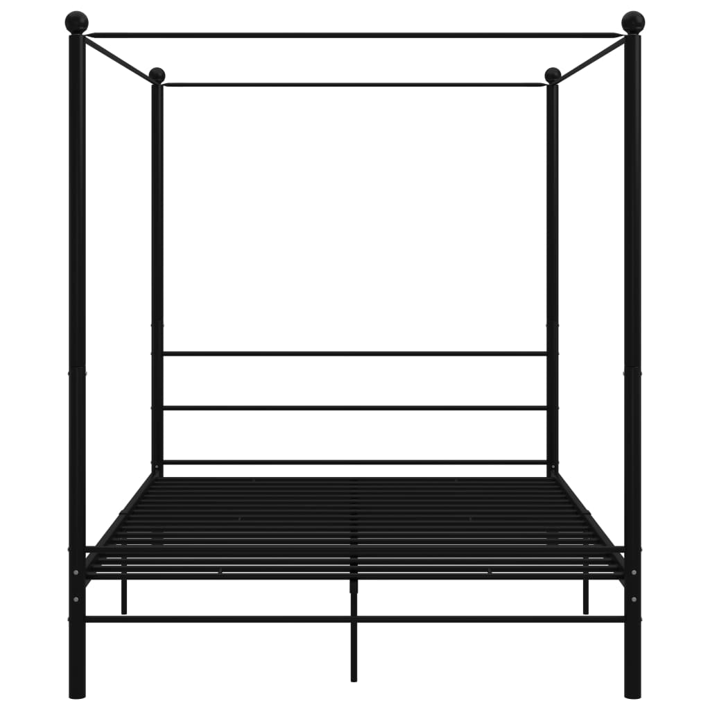 Bed Frame with Canopy without Mattress Black 160x200 cm Metal