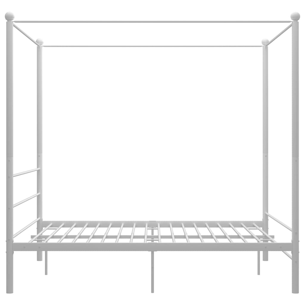 Bed Frame with Canopy without Mattress White 160x200 cm Metal