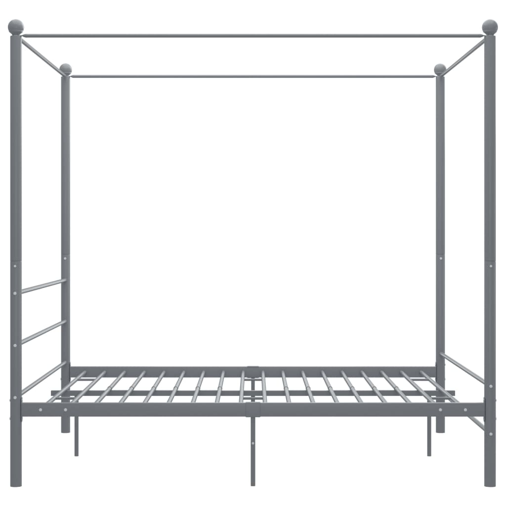 Canopy Bed Frame without Mattress Grey Metal 160x200 cm