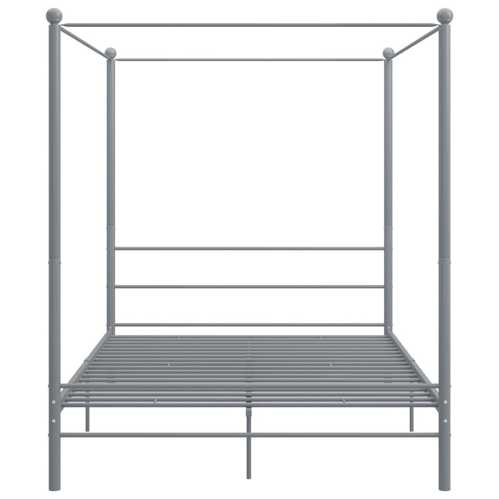 Canopy Bed Frame without Mattress Grey Metal 160x200 cm
