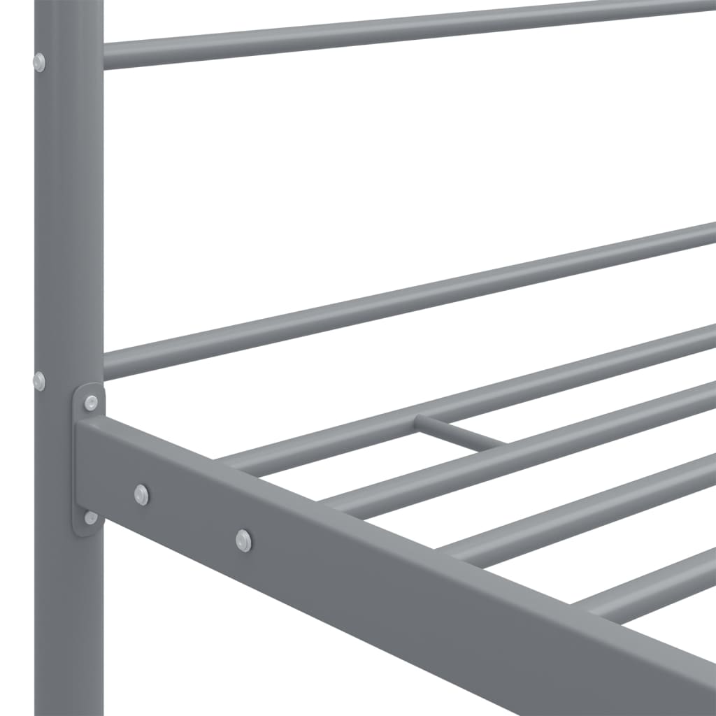 Canopy Bed Frame without Mattress Grey Metal 160x200 cm