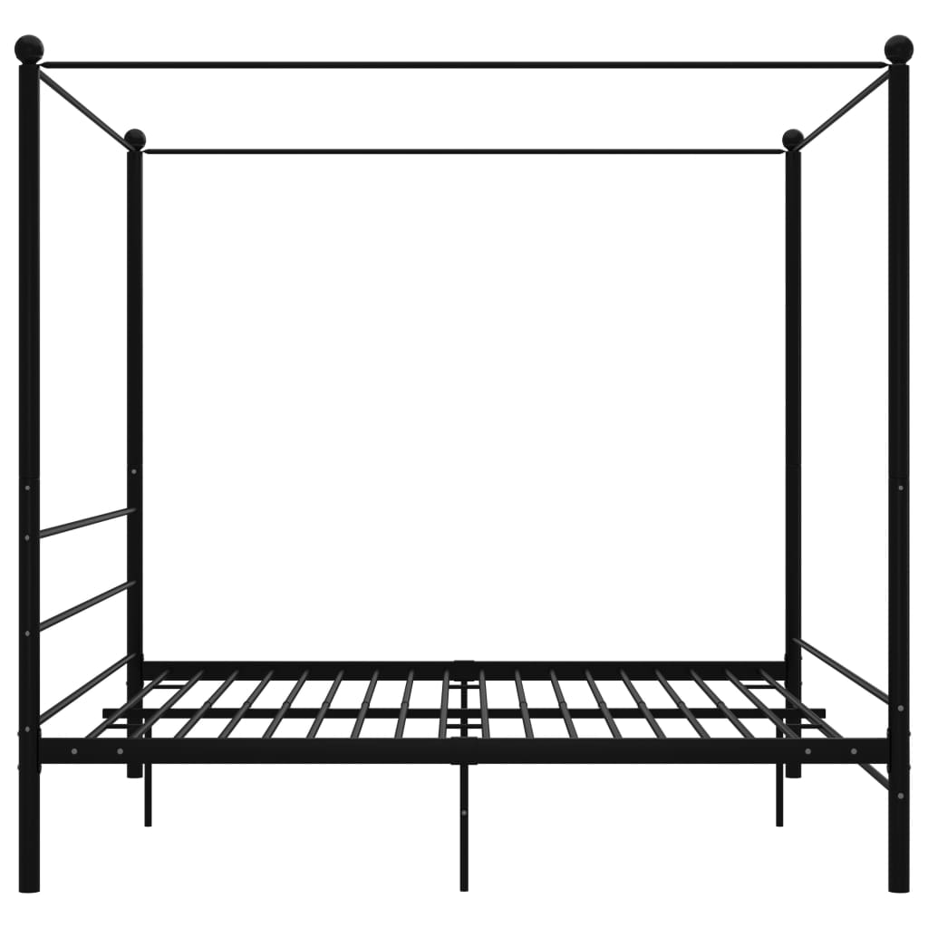 Canopy Bed Frame without Mattress Black Metal 180x200 cm Super King
