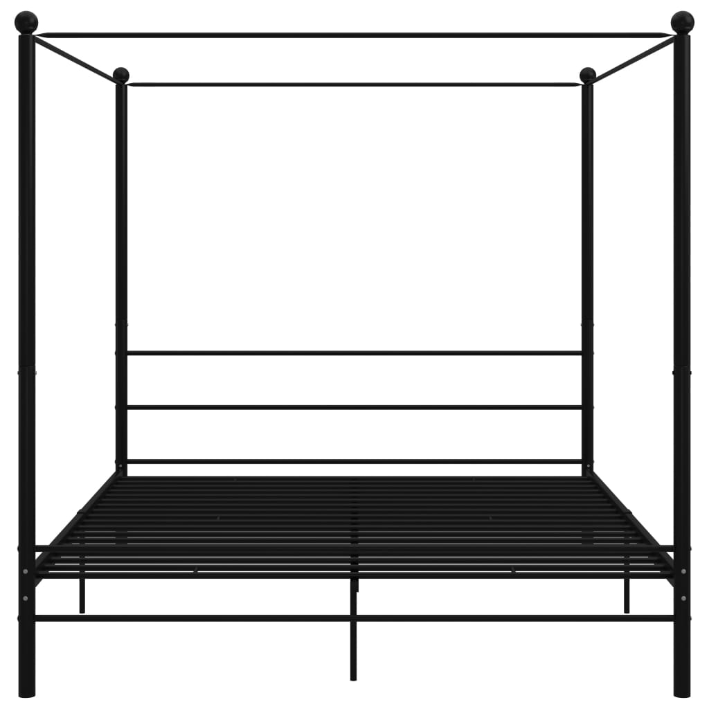 Canopy Bed Frame without Mattress Black Metal 180x200 cm Super King