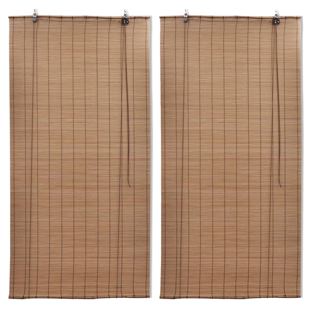 Bamboo Roller Blinds 2 pcs 80 x 160 cm Brown