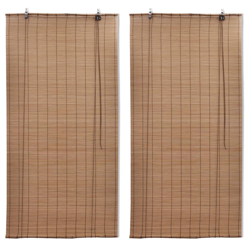 Bamboo Roller Blinds 2 pcs Brown 120 x 220 cm