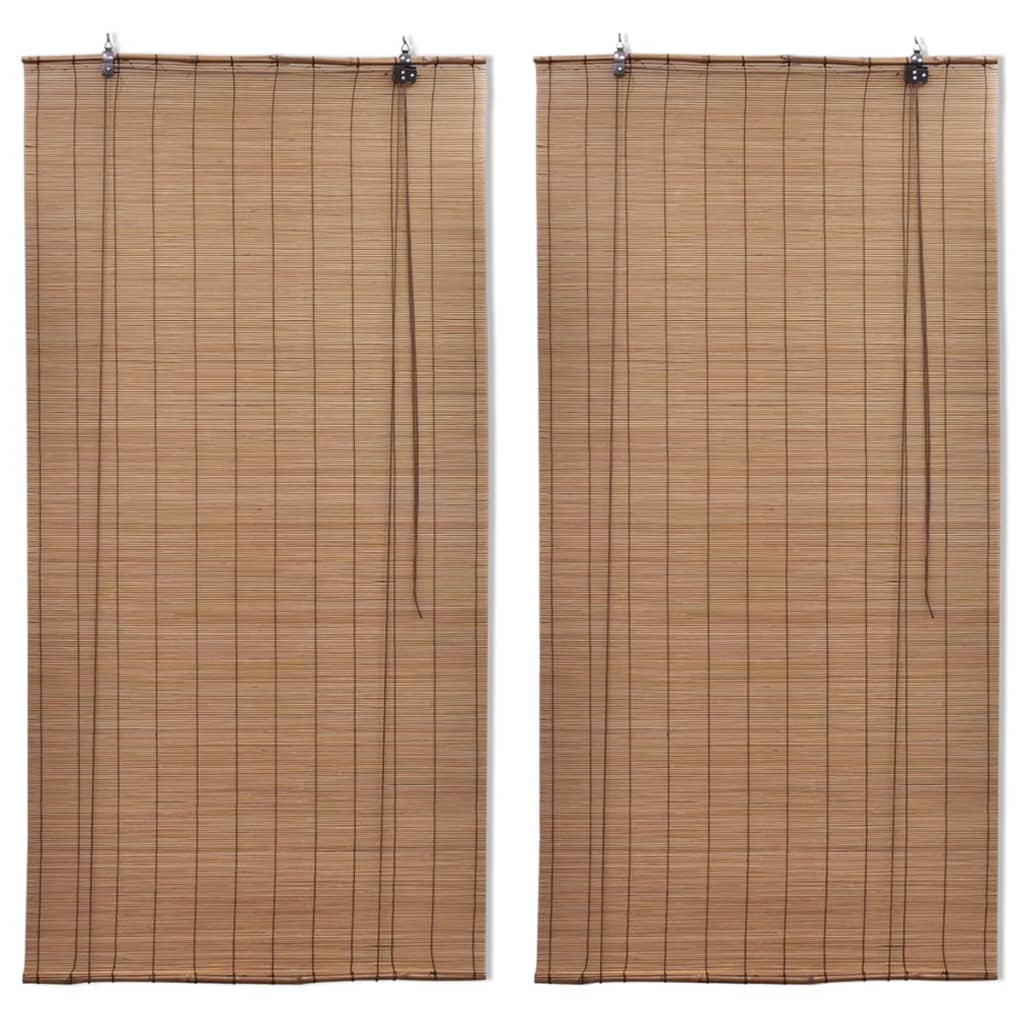 Bamboo Roller Blinds 2 pcs 150 x 220 cm Brown