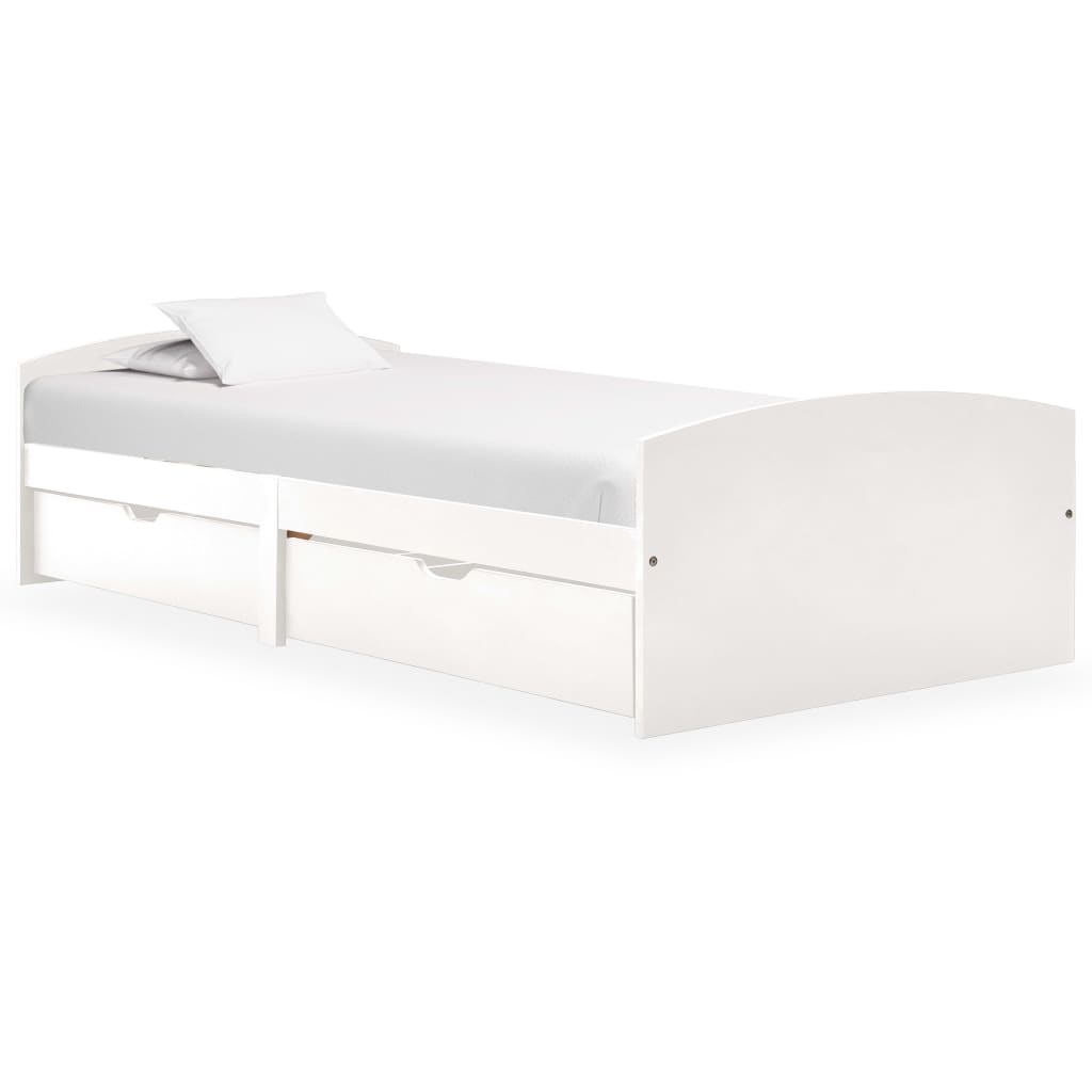 Bed Frame with 2 Drawers without Mattress White 90x200 cm