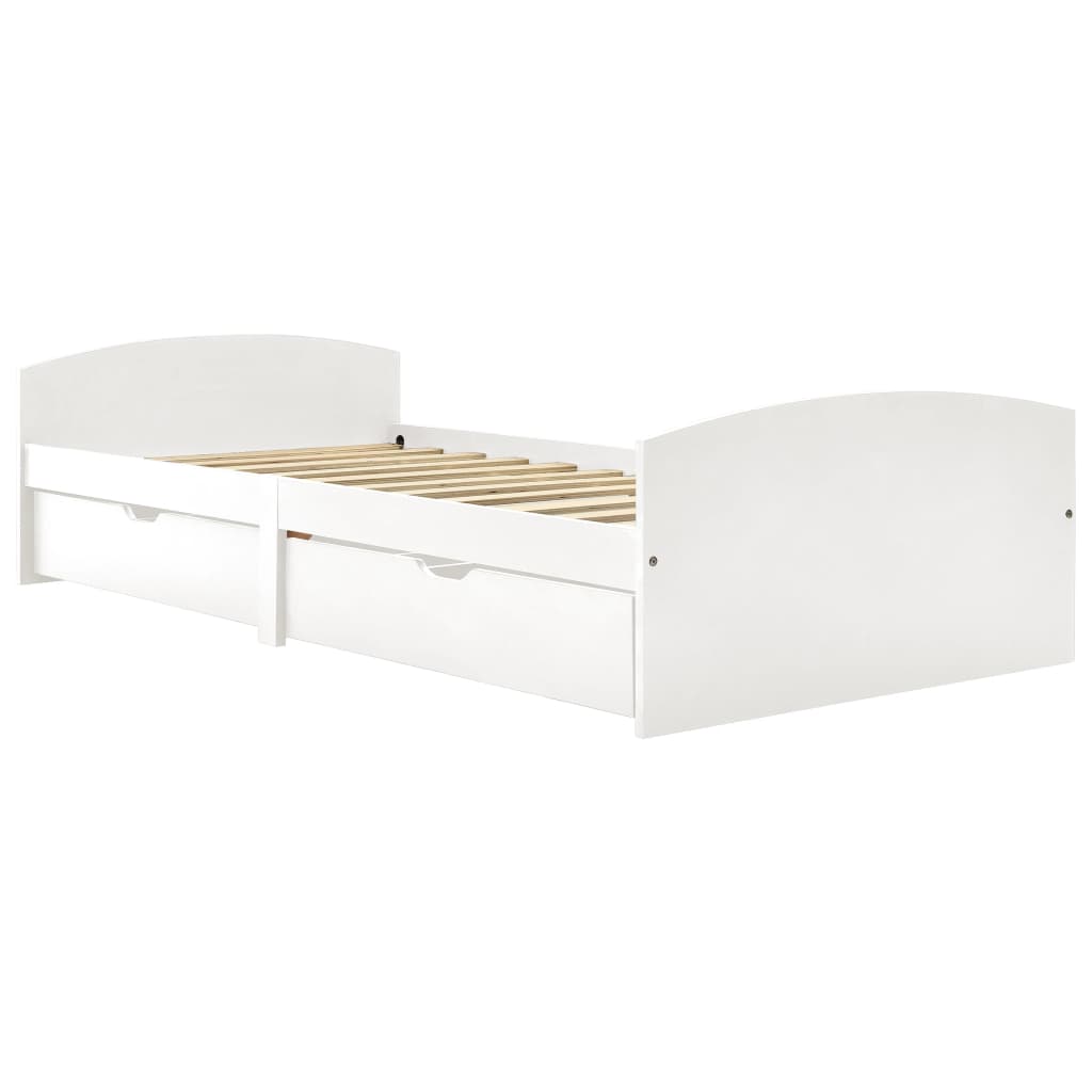 Bed Frame with 2 Drawers without Mattress White 90x200 cm